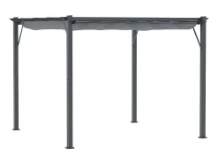 Pérgola retrátil 3 x 3 x 2.23 m - estrutura de alumínio - lona de poliéster de alta densidade - Cinza