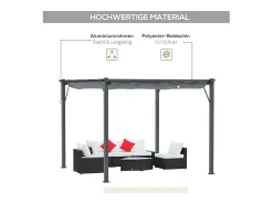 Pérgola retrátil 3 x 3 x 2.23 m - estrutura de alumínio - lona de poliéster de alta densidade - Cinza