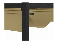 Pérgola retrátil 400L x 300B x 222H cm, estrutura de aço inoxidável, lona de poliéster cáqui