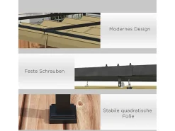 Pérgola retrátil 400L x 300B x 222H cm, estrutura de aço inoxidável, lona de poliéster cáqui