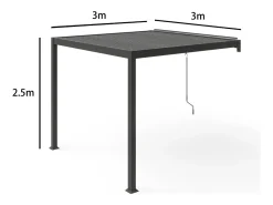 Pérgula Bioclimática Adossada 3x3 m AGADIR Cinza Escuro Aço Galvanizado