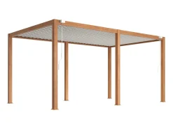 Pérgula bioclimática autoportante com lâminas orientáveis - 15 m² - natural escuro, AMALFI