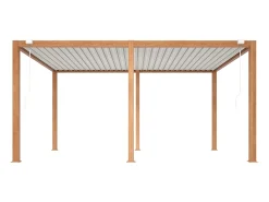 Pérgula bioclimática autoportante com lâminas orientáveis - 15 m² - natural escuro, AMALFI