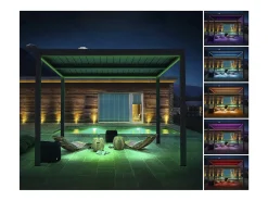 Pérgula bioclimática com LED "Windsor" em alumínio 3 x 4 - Cinza