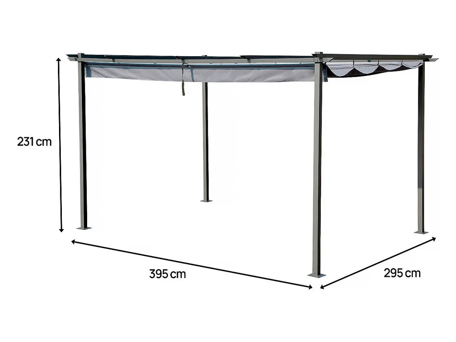 Pérgula com teto retrátil - 3 x 4 m - Antracite