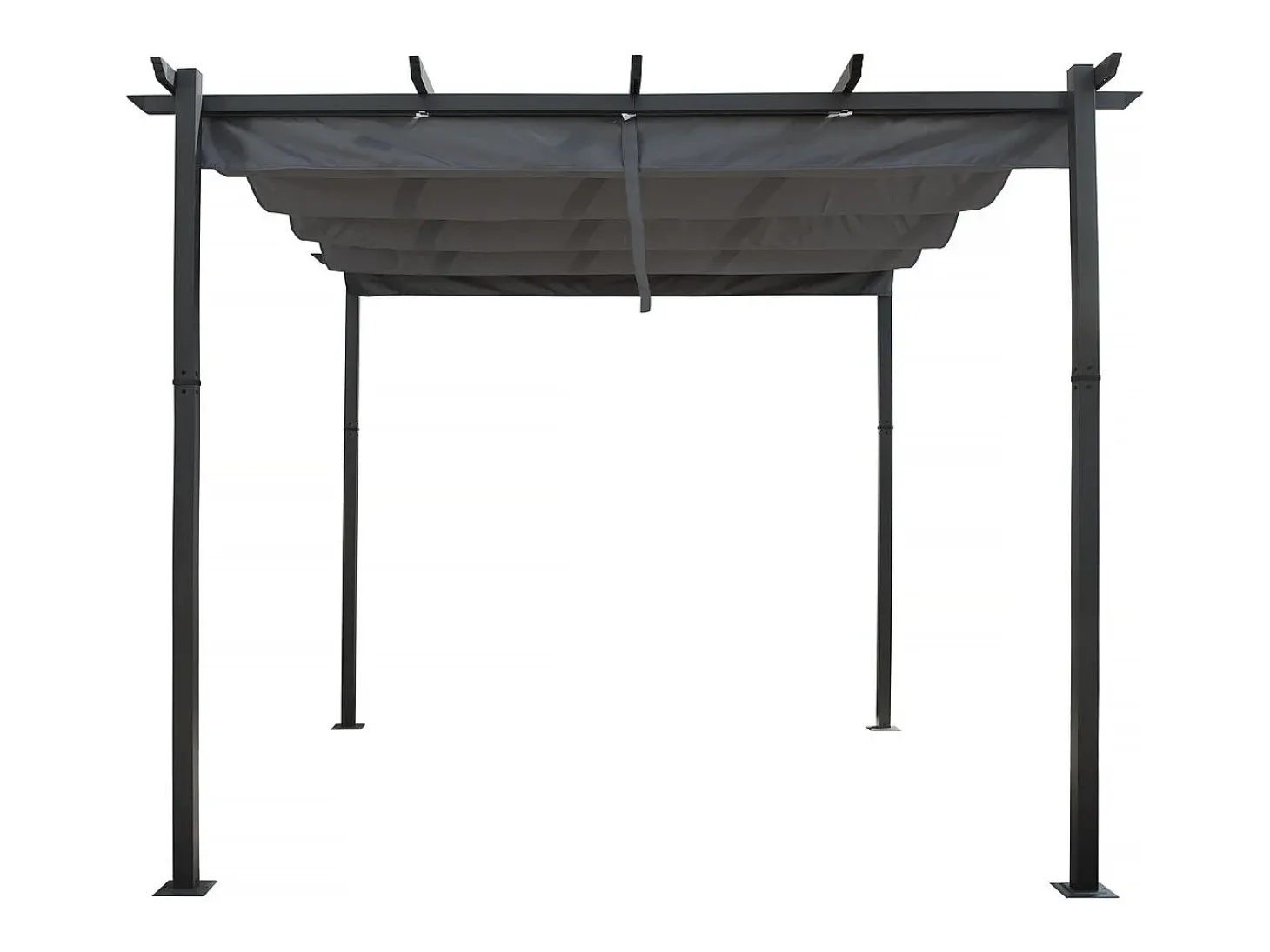 Pérgula de alumínio com teto retrátil - 3 x 3 m - Cinzento
