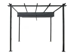 Pérgula de alumínio com teto retrátil - 3 x 3 m - Cinzento