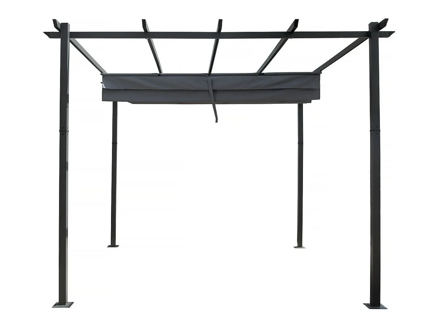 Pérgula de alumínio com teto retrátil - 3 x 3 m - Cinzento