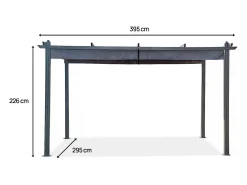 Pérgula de alumínio com teto retrátil - 3 x 4 m - Cinza antracite