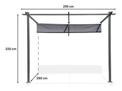 Pérgula inclinada com teto retrátil - 3 x 3 m - Cinza antracite