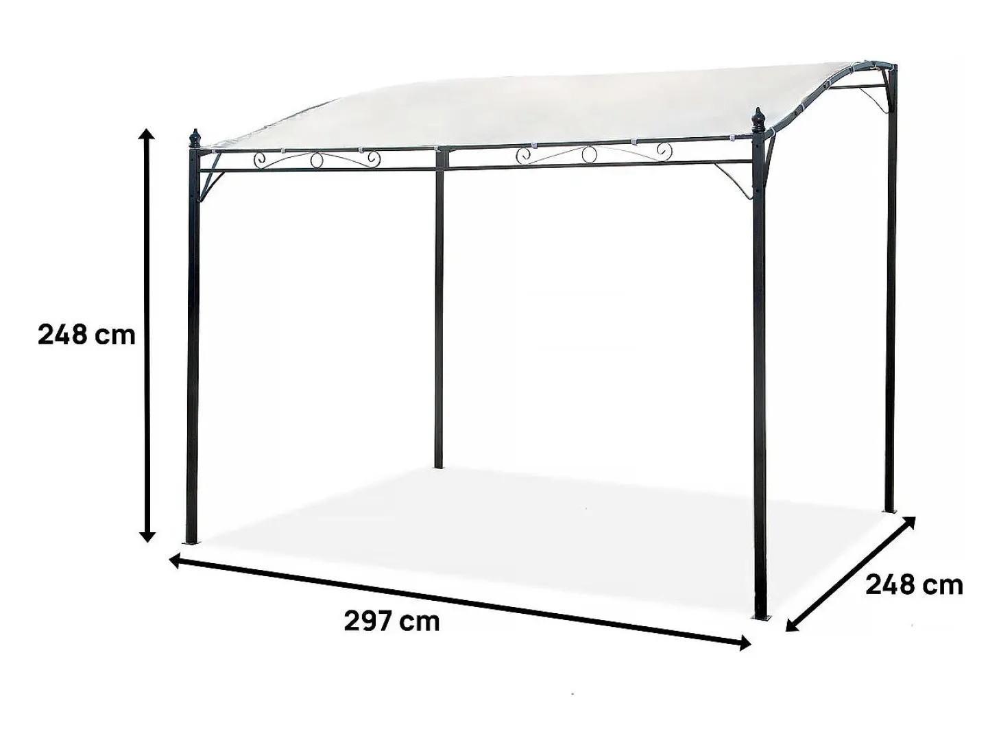 Pérgula metálica inclinada - 3 x 2,5 m - Bege