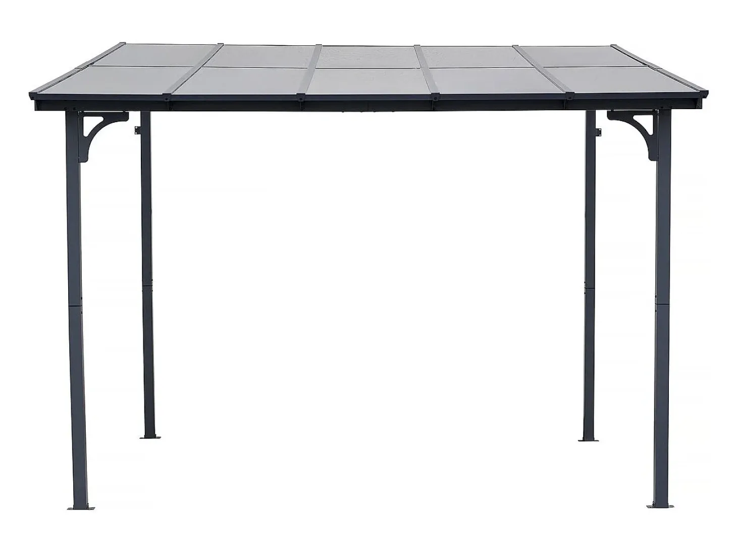 Pérgula toldo adossado "Marvin" - 3 x 3 m - 304 x 298 x 243 cm - Cinza escuro