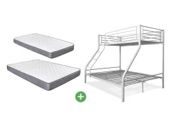 Promoção: Beliche de Casal Metal Branco + 2 Colchões
