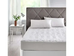 Protetor de colchão acolchoado de algodão antialérgico 135x196 cm branco