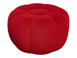 Pufe design flor em tecido bouclé vermelho DELPODA