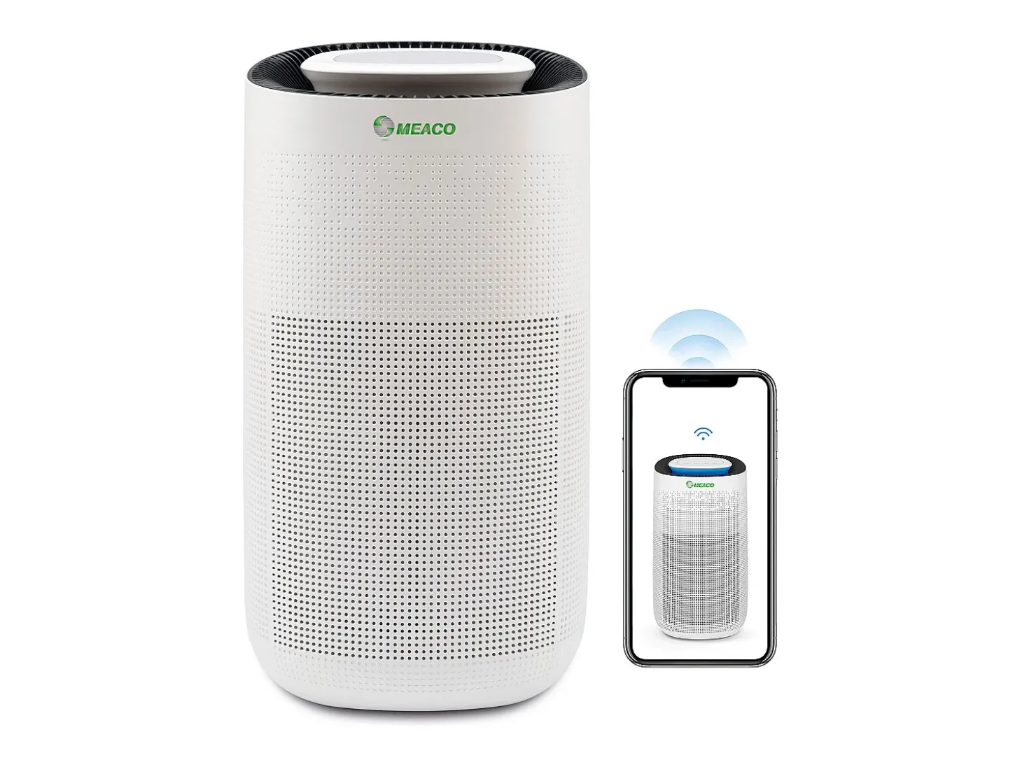 Purificador de ar Wi-Fi MEACO MeacoClean CA-HEPA 76x5, filtro HEPA H13, ultrassilencioso 25 dB, sensor de qualidade do ar, para casa/escritório, cor branca.