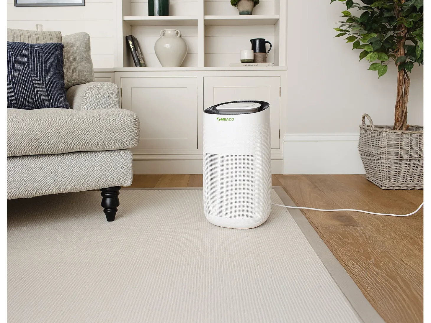 Purificador de ar Wi-Fi MEACO MeacoClean CA-HEPA 76x5, filtro HEPA H13, ultrassilencioso 25 dB, sensor de qualidade do ar, para casa/escritório, cor branca.
