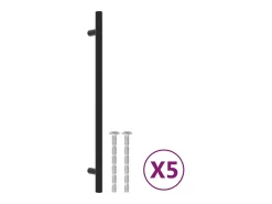 Puxadores para móveis 5 pcs 224 mm aço inoxidável preto