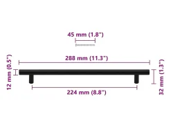 Puxadores para móveis 5 pcs 224 mm aço inoxidável preto