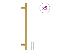 Puxadores para móveis 5 pcs 192 mm aço inoxidável dourado