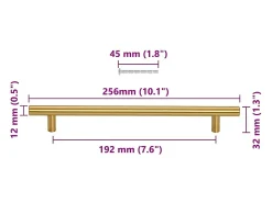 Puxadores para móveis 5 pcs 192 mm aço inoxidável dourado
