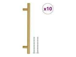 Puxadores para móveis 10 pcs 160 mm aço inoxidável dourado