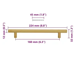 Puxadores para móveis 10 pcs 160 mm aço inoxidável dourado
