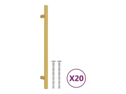 Puxadores para móveis 20 pcs 192 mm aço inoxidável dourado