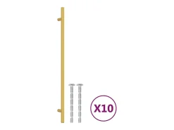 Puxadores para móveis 10 pcs 320 mm aço inoxidável dourado