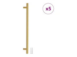 Puxadores para móveis 5 pcs 320 mm aço inoxidável dourado
