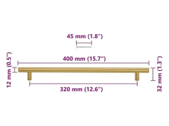 Puxadores para móveis 5 pcs 320 mm aço inoxidável dourado