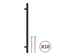 Puxadores para móveis 10 pcs 224 mm aço inoxidável preto