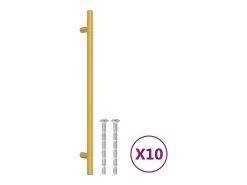 Puxadores para móveis 10 pcs 224 mm aço inoxidável dourado