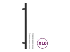 Puxadores para móveis 10 pcs 192 mm aço inoxidável preto