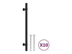 Puxadores para móveis 10 pcs 192 mm aço inoxidável preto