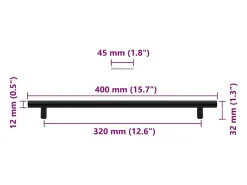 Puxadores para móveis 5 pcs 320 mm aço inoxidável preto