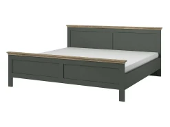 Quarto ASSIA: Guarda-roupa 200cm, Cama 160x200, cômoda, mesas de cabeceira. Cores verde cáqui e carvalho.