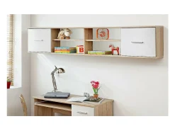 Quarto completo infantil, adolescente coleção DENVER. Guarda-roupa de 3 portas, cama, biblioteca, mesa de trabalho e prateleira.