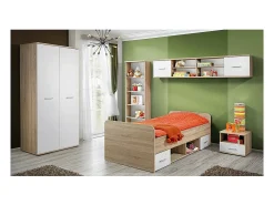 Quarto completo infantil, adolescente coleção DENVER. Guarda-roupa, cama, biblioteca, criado-mudo e prateleira.
