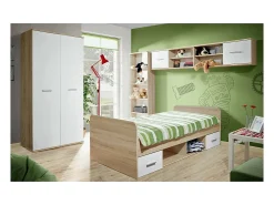 Quarto completo infantil, adolescente - DENVER - Armário, Cama, biblioteca e prateleira