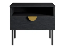 Quarto completo MONDO – Preto estruturado e dourado – Cama 180x200 com estrado + Guarda-roupa + Cômoda + 2 criados-mudos