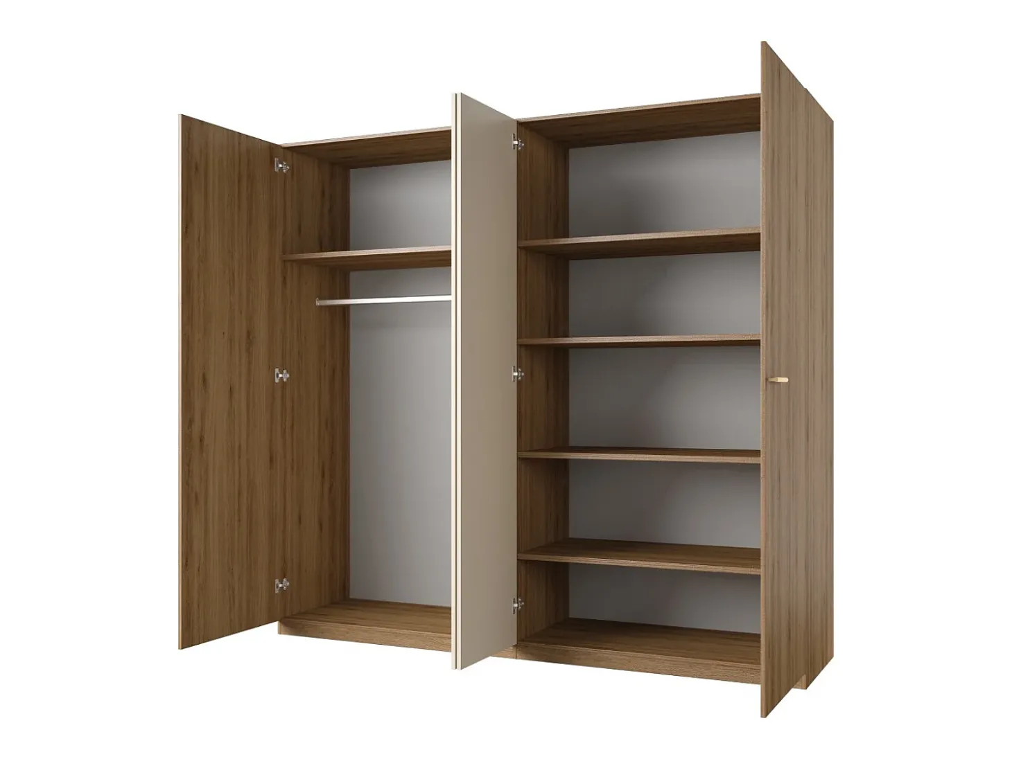 Quarto completo VERTIGO – Cama 180x200 com estrado, 2 mesinhas de cabeceira, armário 4 portas + contorno design
