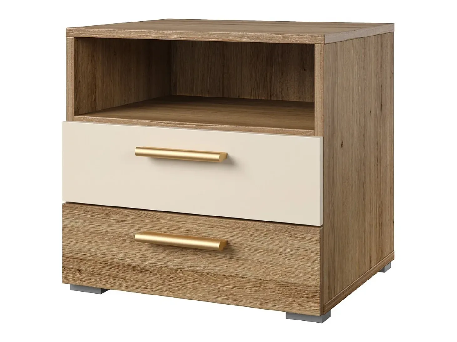 Quarto completo VERTIGO – Cama 180x200 com estrado, 2 mesinhas de cabeceira, armário 4 portas + contorno design