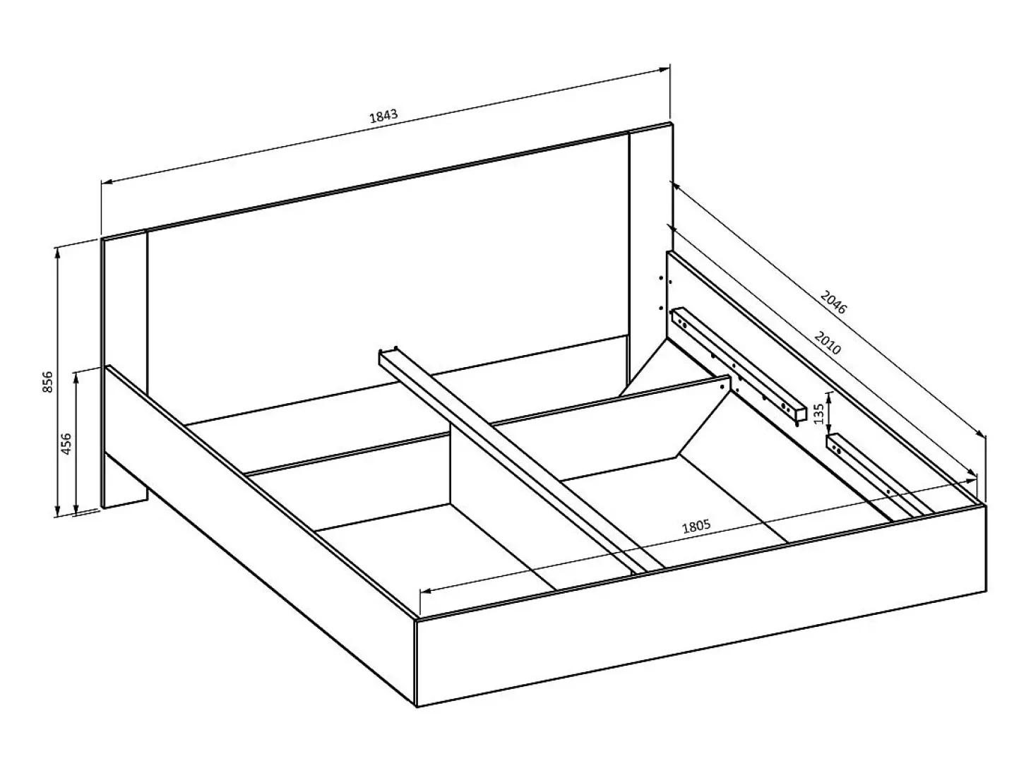 Quarto completo VERTIGO – Cama 180x200 com estrado, 2 mesinhas de cabeceira, armário 4 portas + contorno design