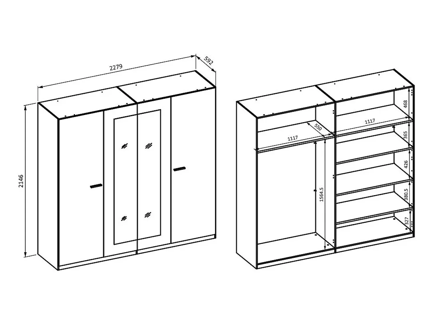 Quarto completo VERTIGO – Cama 180x200 com estrado, 2 mesinhas de cabeceira, armário 4 portas + contorno design