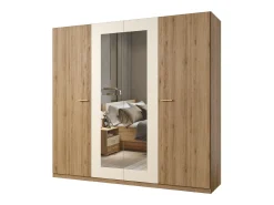Quarto completo VERTIGO - Cama 160x200 com estrado, 2 mesas de cabeceira, guarda-roupa 4 portas + contorno design