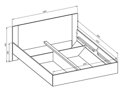 Quarto completo VERTIGO - Cama 160x200 com estrado, 2 mesas de cabeceira, guarda-roupa 4 portas + contorno design