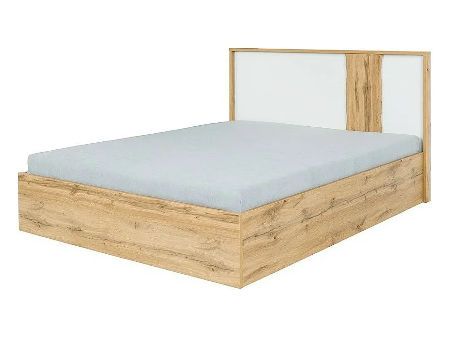 Quarto completo WOOD em carvalho e branco. Cama + armário + cômoda + 2 criados-mudos