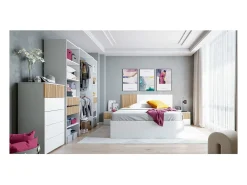 Quarto de vestir Ethna Branco Artik/Natur Moderno 190x187x40 cm
