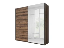 Quarto EOS: Armário 220x210, Cama de casal 180, cômoda, mesinhas de cabeceira. Cor carvalho escuro e preto.